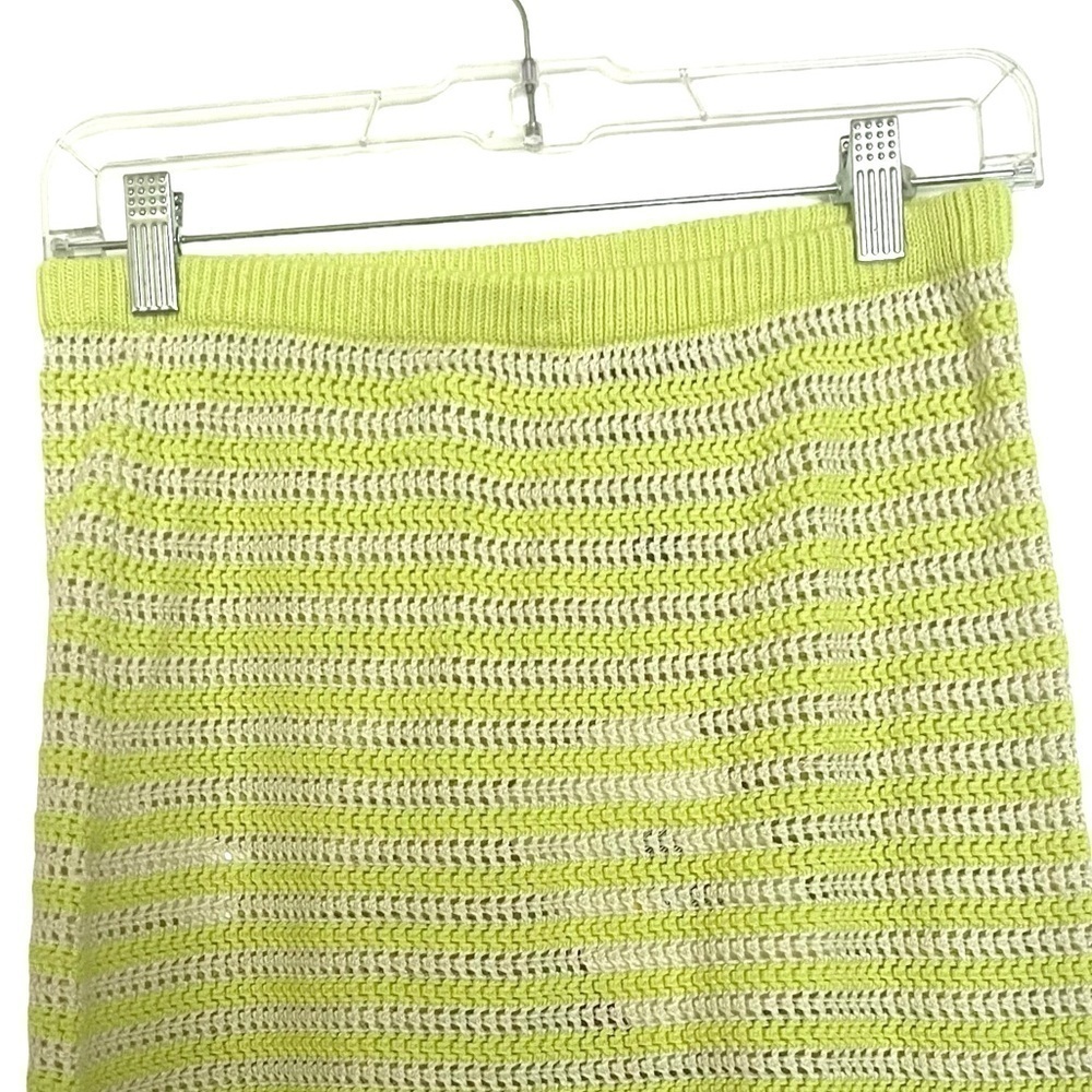 AlexaChung Lime Ivory Stripe Crochet Effect Mini Skirt NWT Small - Picture 4 of 12
